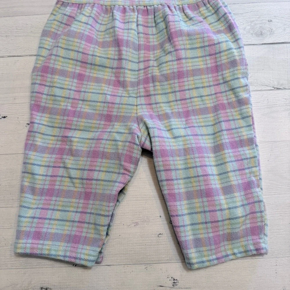 Gymboree 2001 girls blue purple plaid romper overalls‎ acrylic wool 6-12 months